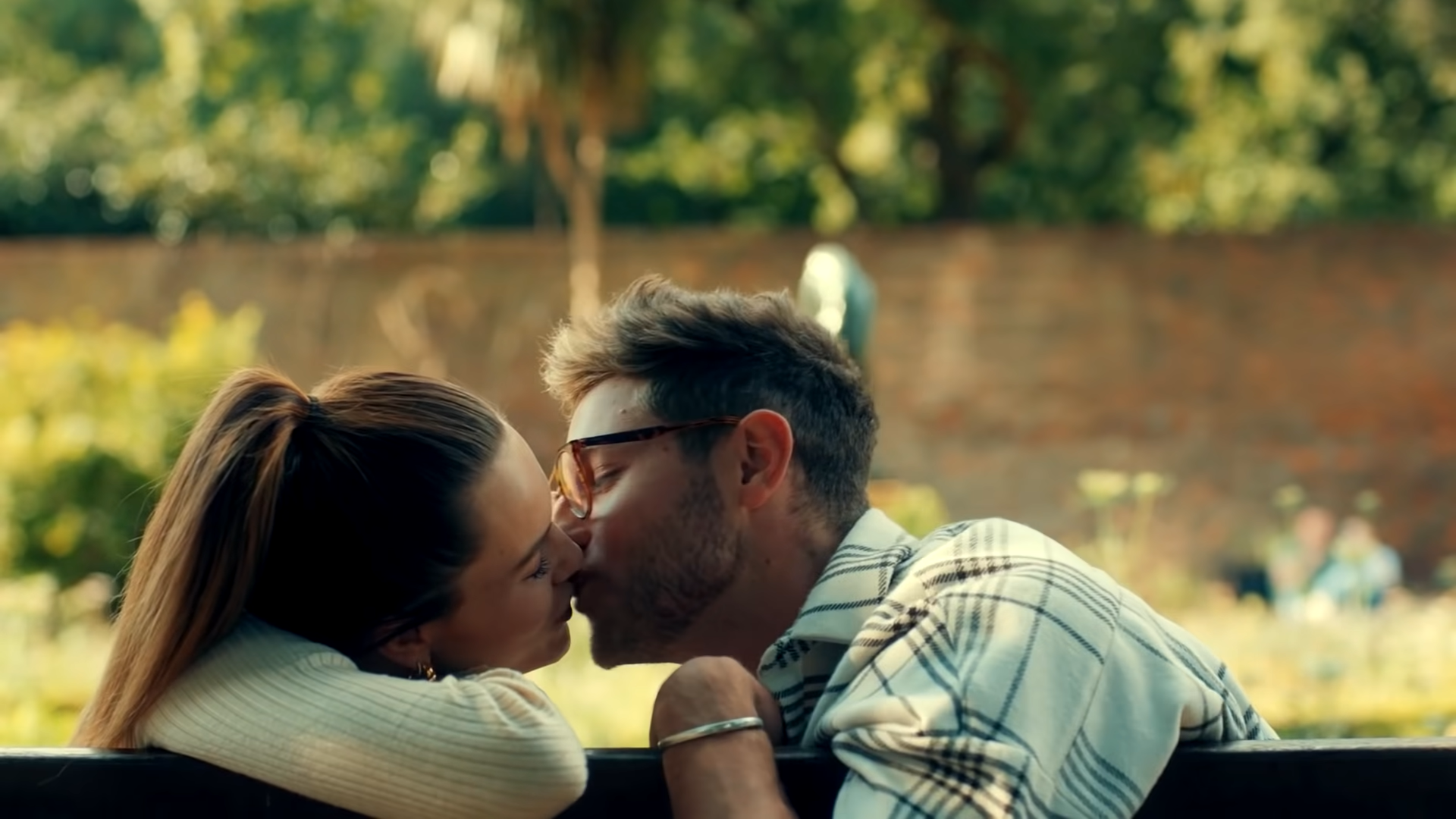 Emily Blackwell and Harvey Armstrong share a kiss on Made in Chelsea