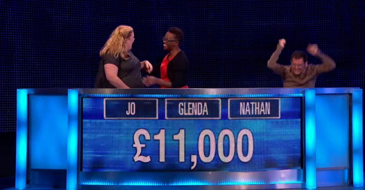 Nathan celebrating on ITV The Chase 