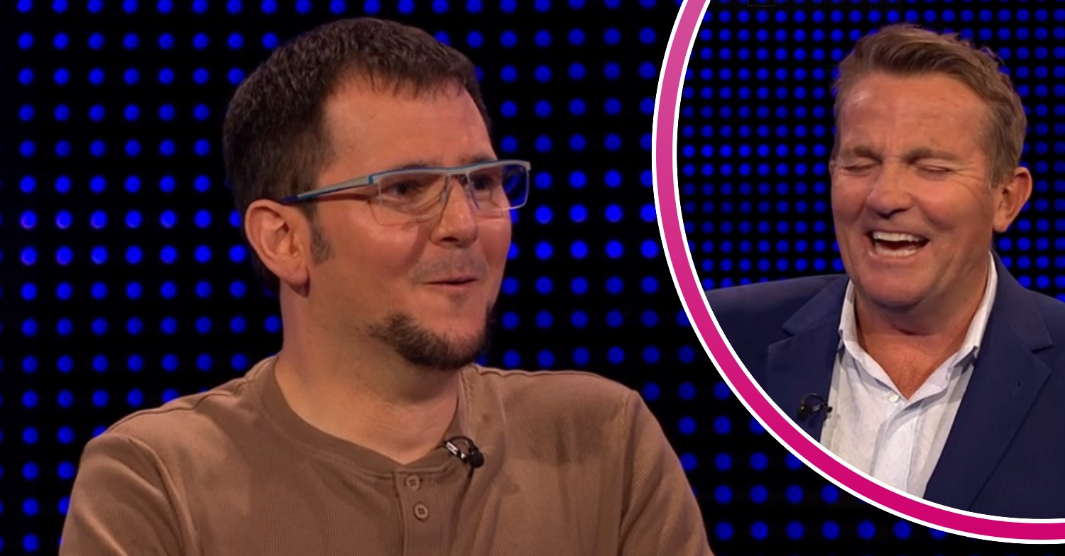 Nathan, Bradley Walsh laughing on ITV The Chase