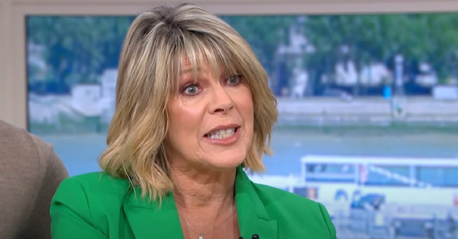 Ruth Langsford on This Morning wearing a bright green jacket