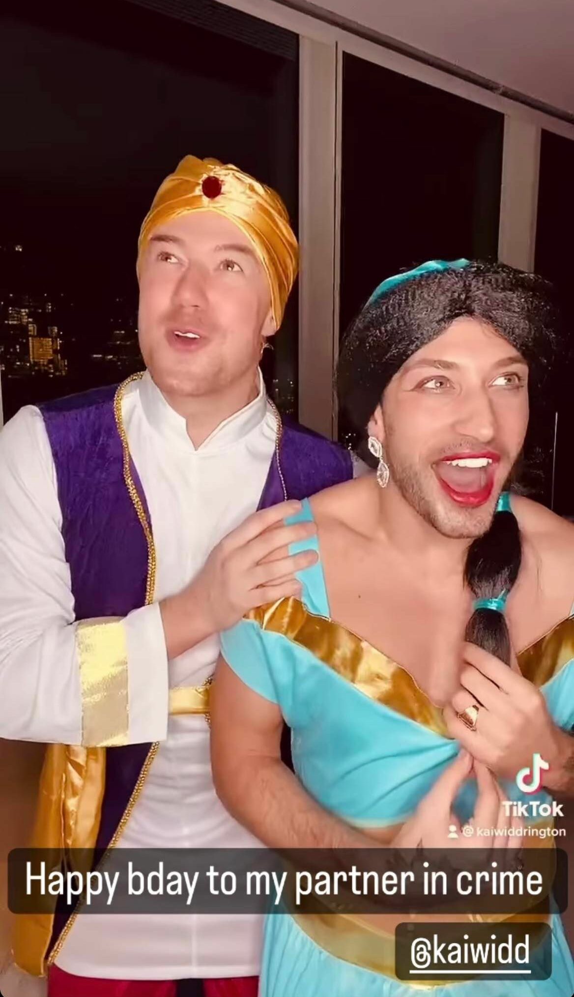 Kai Widdrington and Strictly star Giovanni Pernice dressed as Aladdin and Princess Jasmine. 
