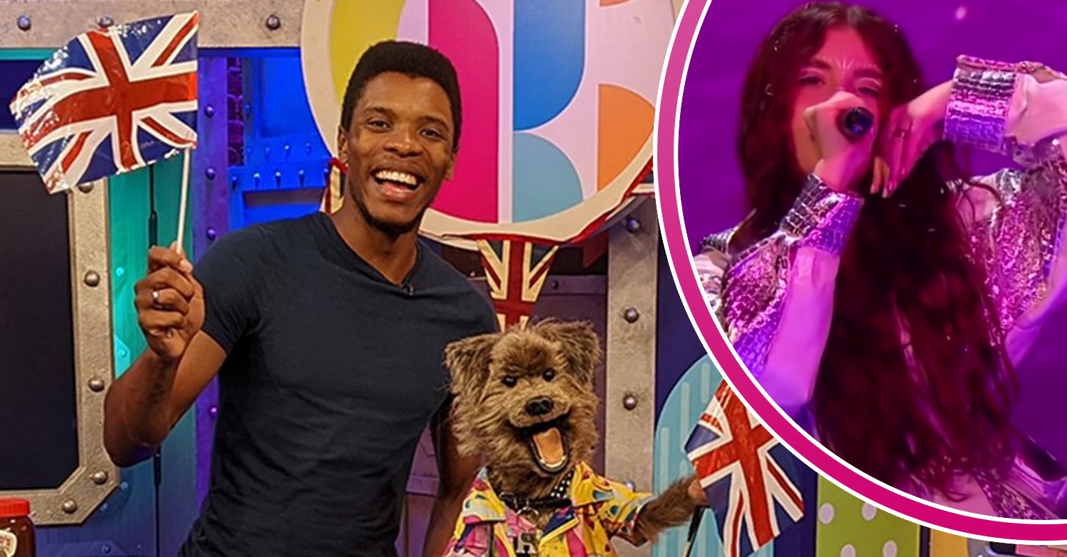 Rhys Stephenson and Hacker waves flags, Maléna sings during Junior Eurovision