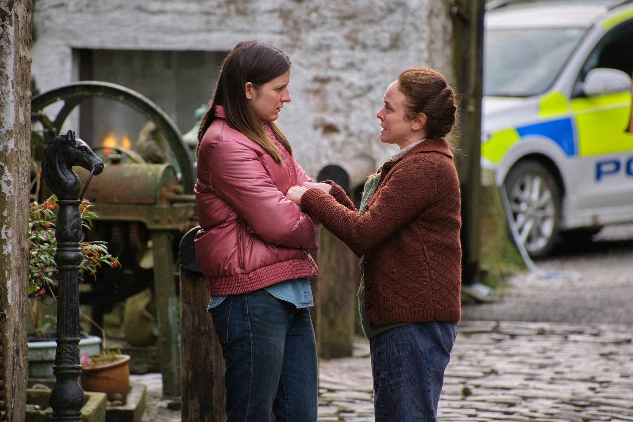 :CONOR LOWSON as Steve Parry and ALEXANDER HANNANT as Catherine.