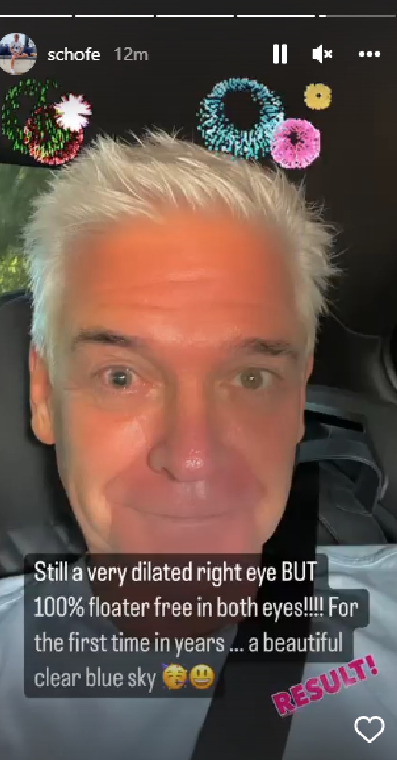 Phillip Schofield smiles for selfie on Instagram after eye surgery