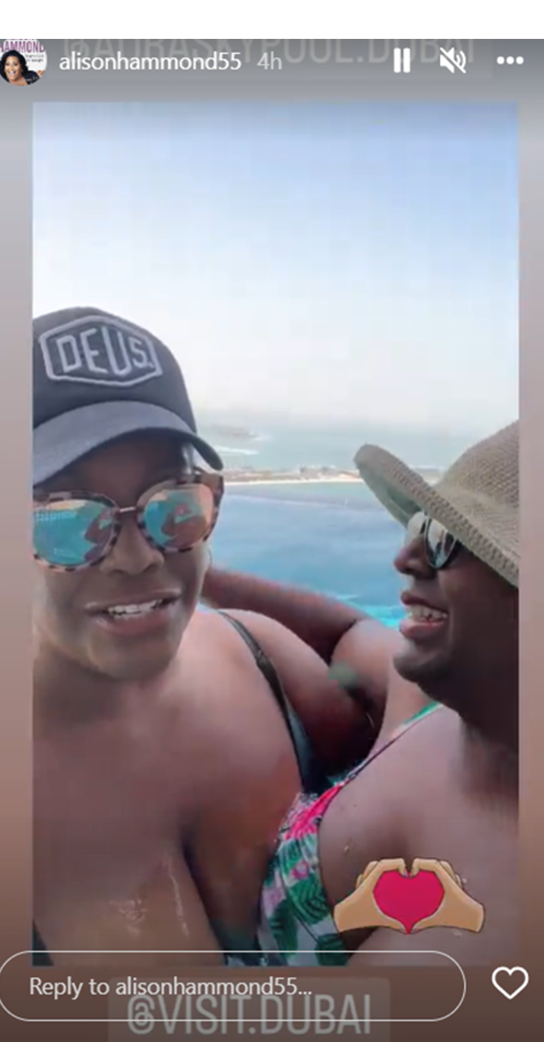 Alison Hammond in swimming pool with friend on Instagram