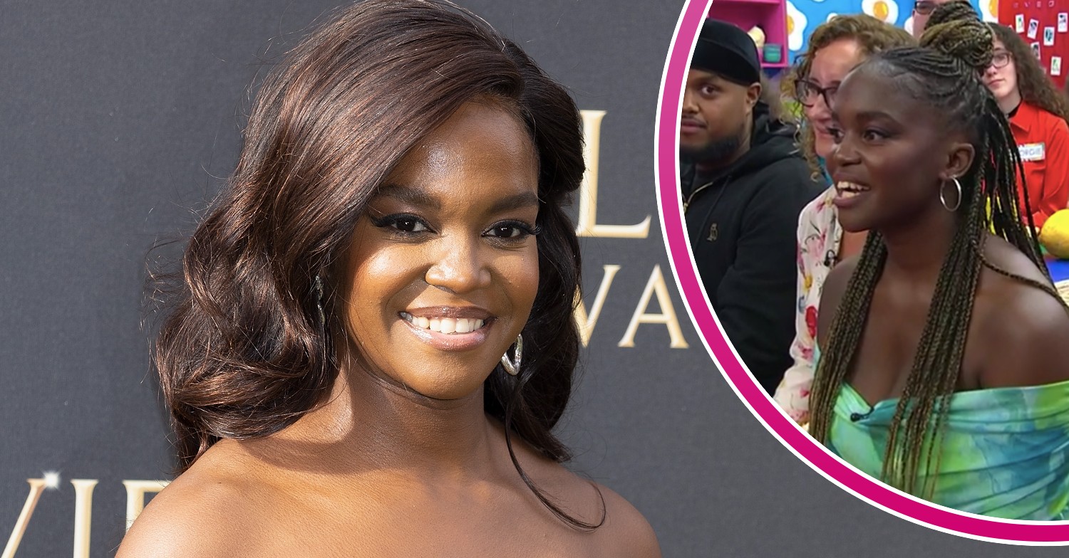 Oti Mabuse smiling and star on The Big Breakfast on Channel 4