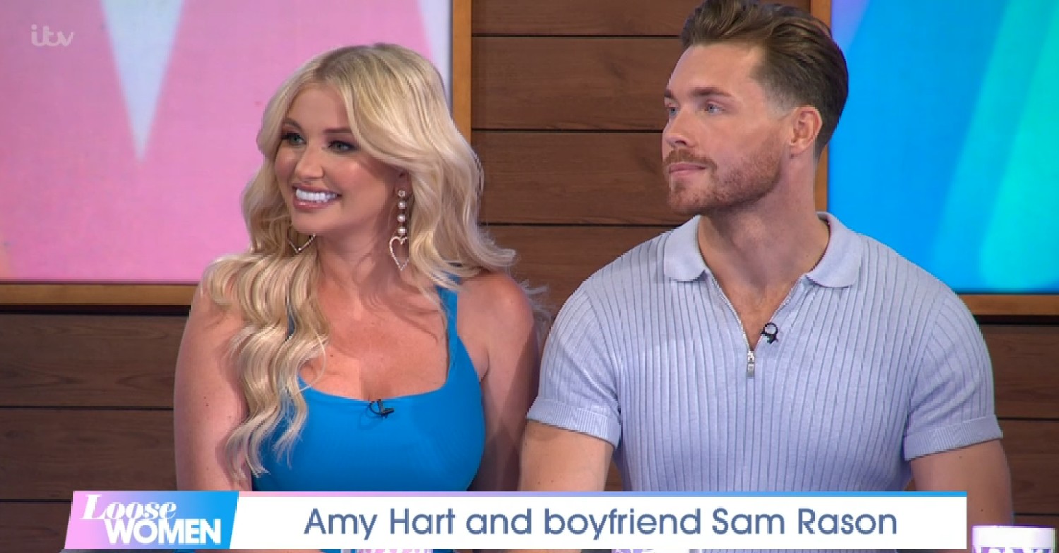 Love Island star Amy Hart and boyfriend Sam smiling on Loose Women