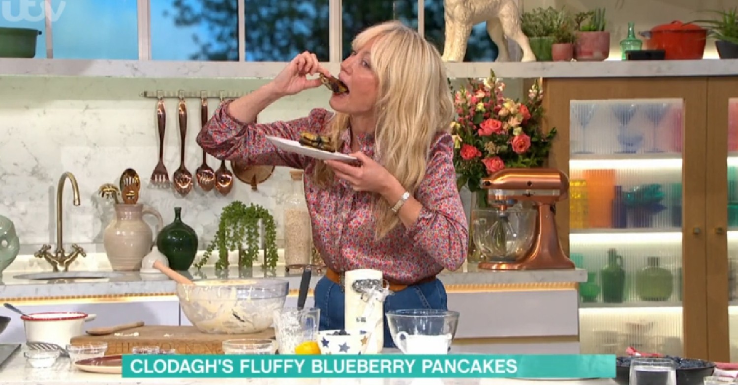 Clodagh McKenna eating pancakes on This Morning today