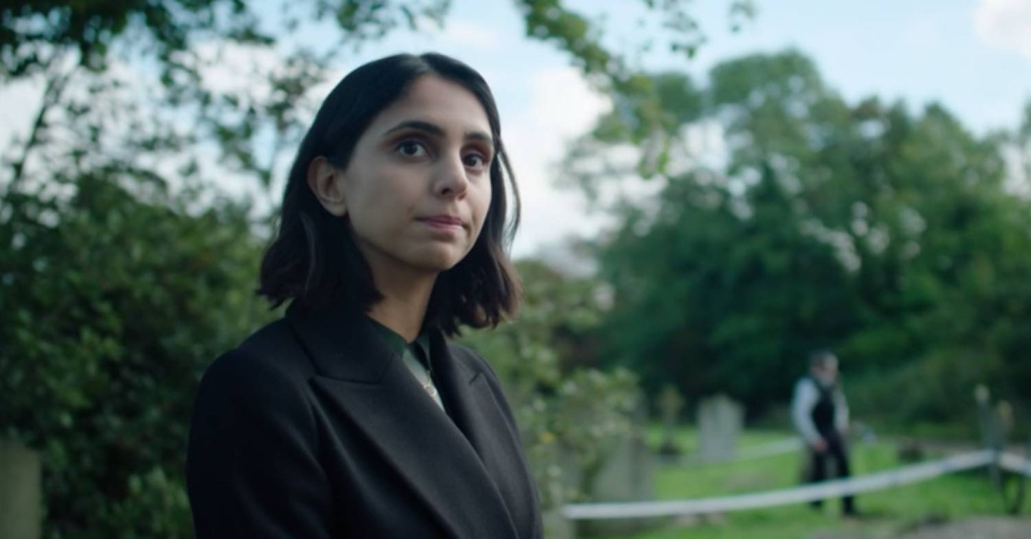 The Suspect on ITV star Anjli Mohindra looks serious, in character