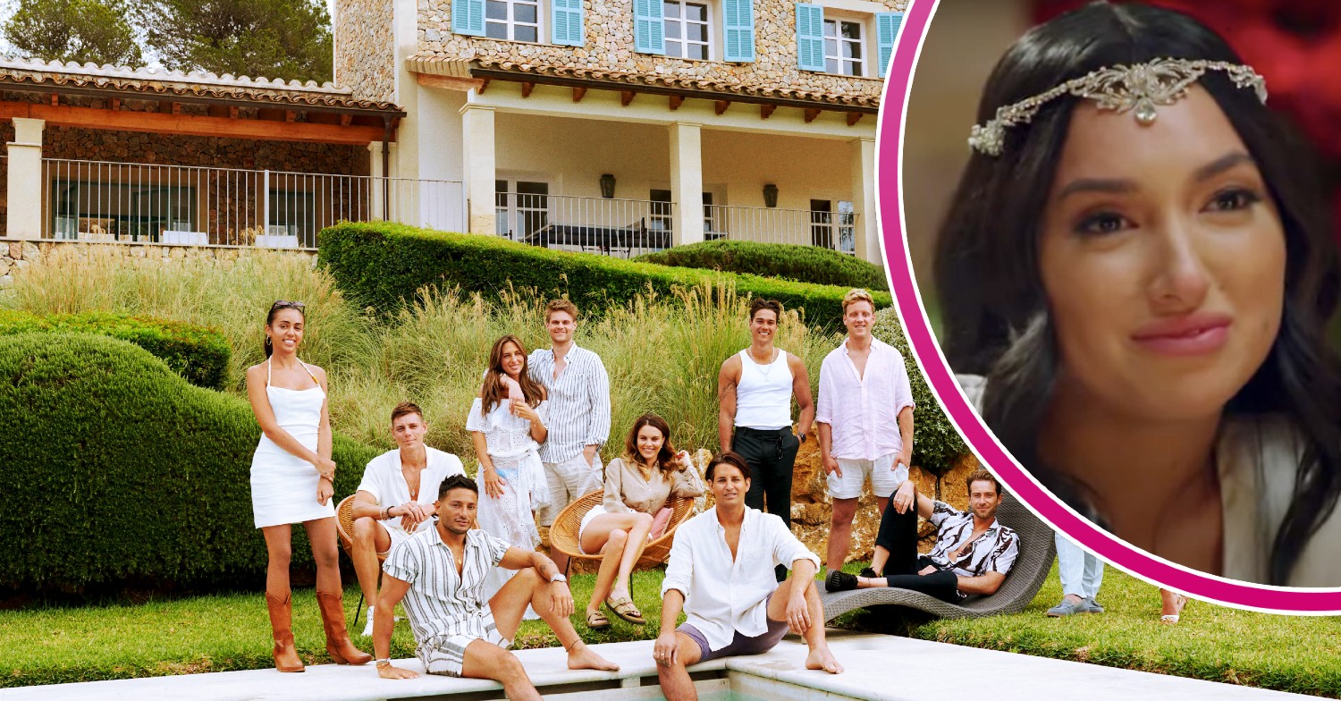 The cast of Made In Chelsea smiling and Ella Ding wearing her wedding dress on MAFSA