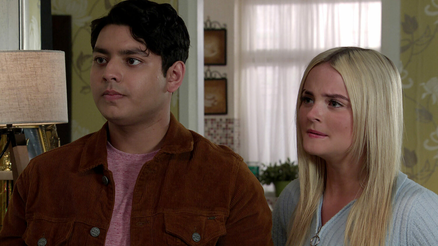 Coronation Street Aadi and Kelly looking upset
