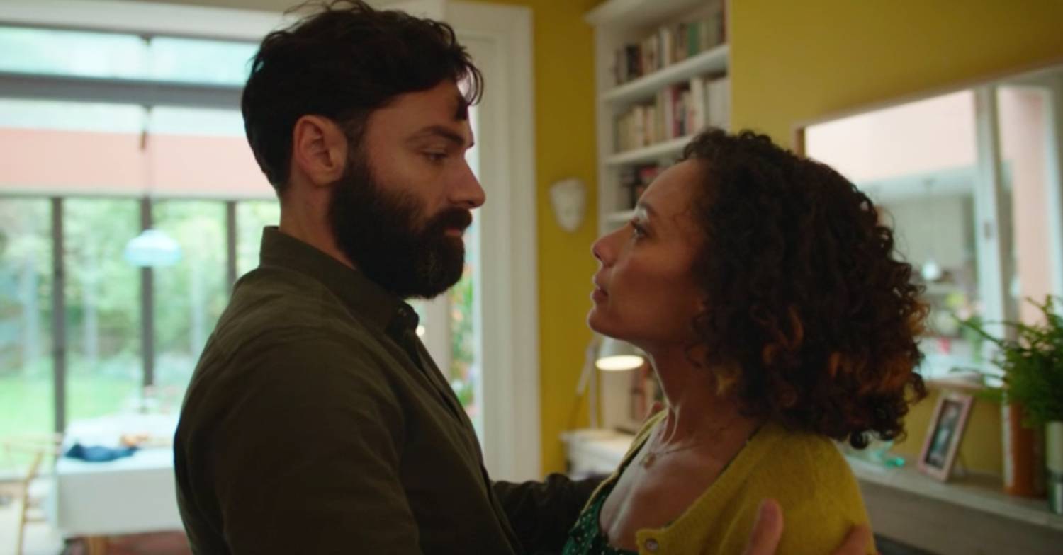 Dr Joe embraces his wife Julianne in The Suspect on ITV