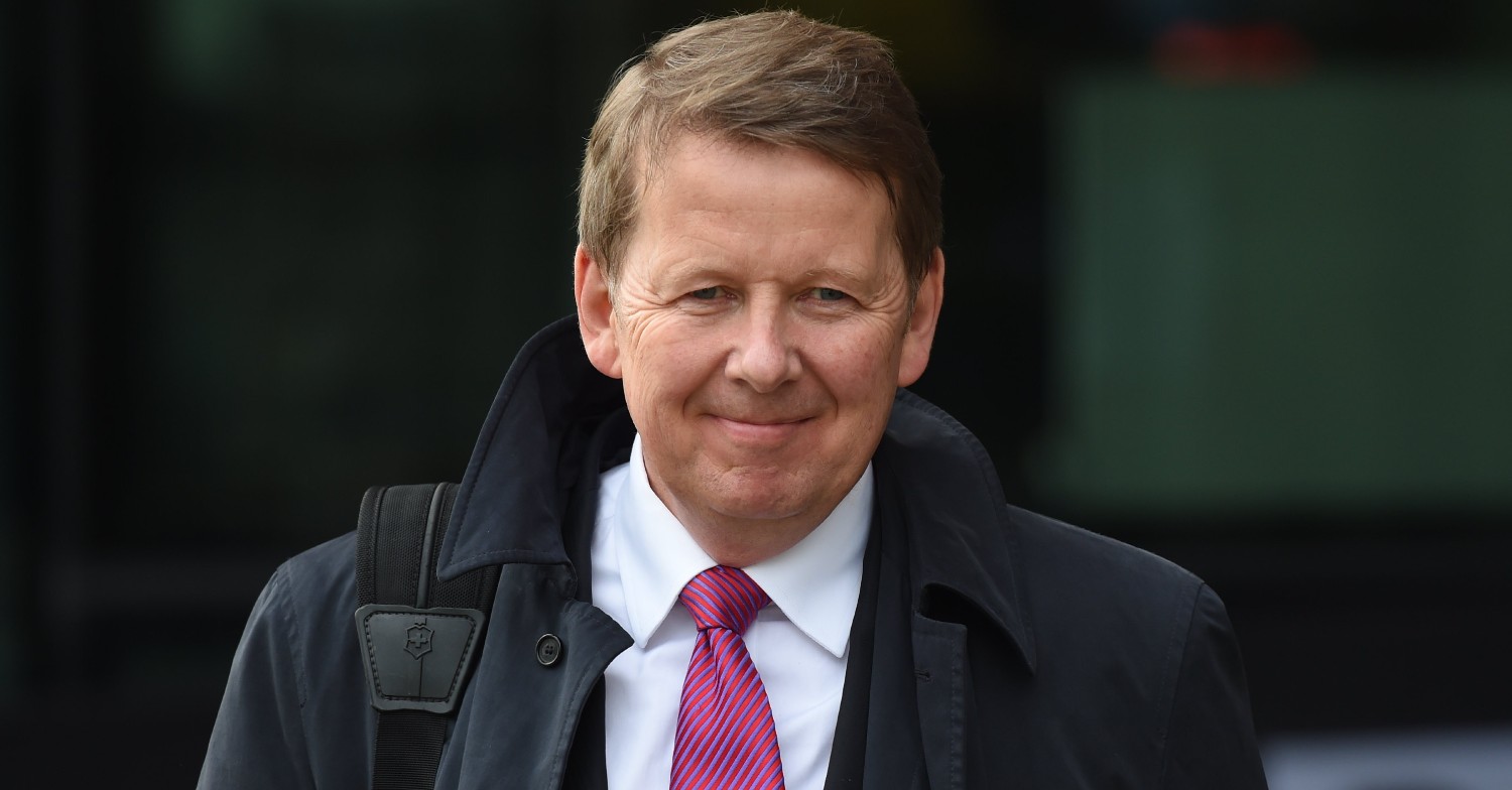 Strictly star Bill Turnbull smiles outside BBC studios