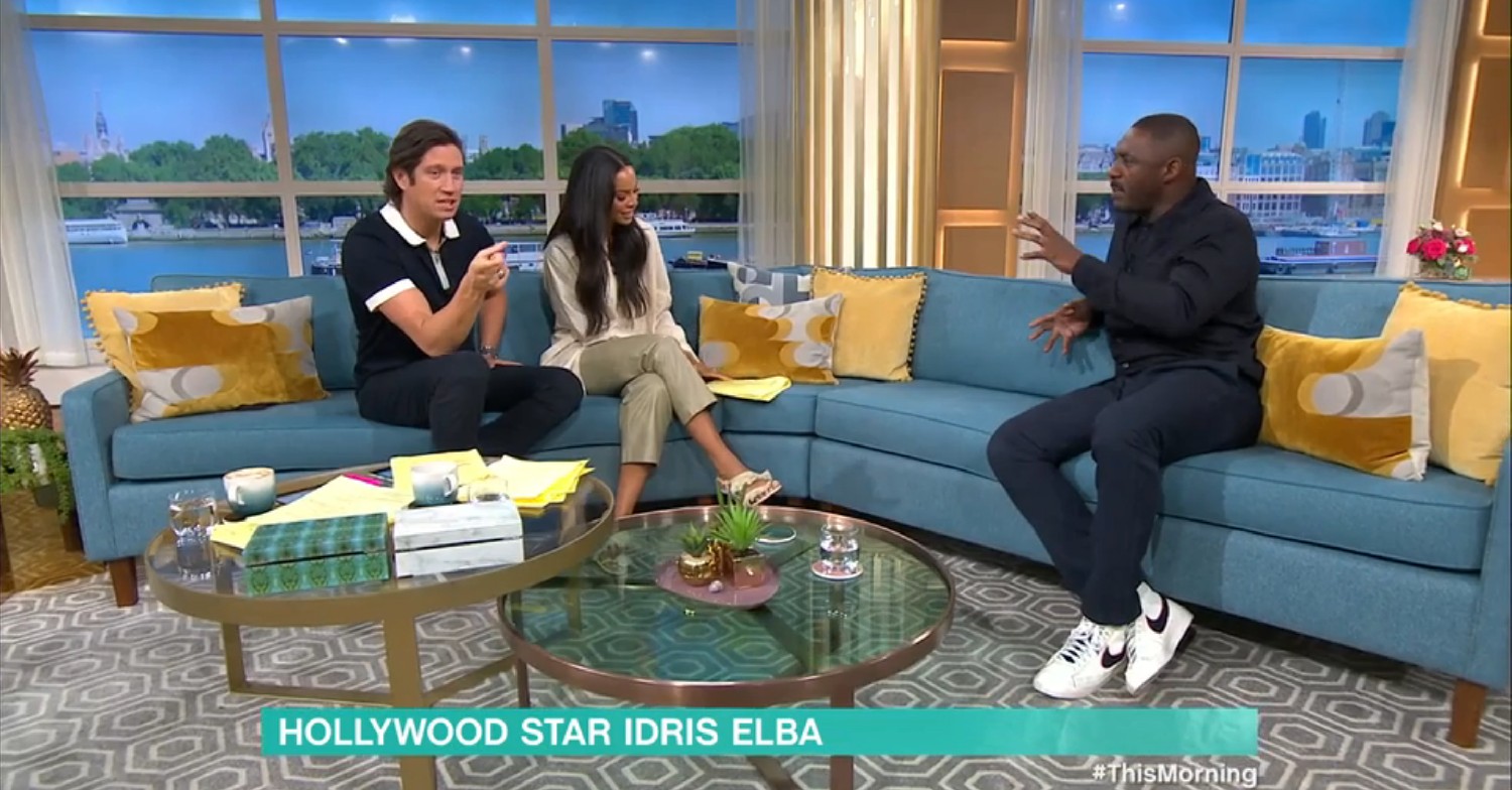 Vernon Kay, Rochelle Humes, and Idris Elba on This Morning today