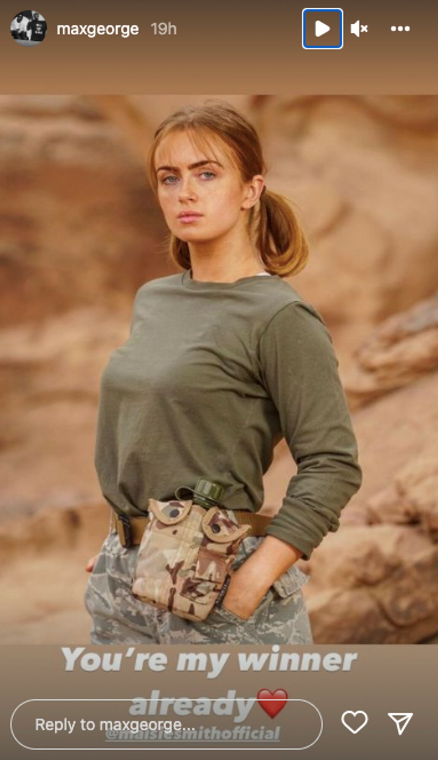 Maisie Smith on Max George's Instagram story