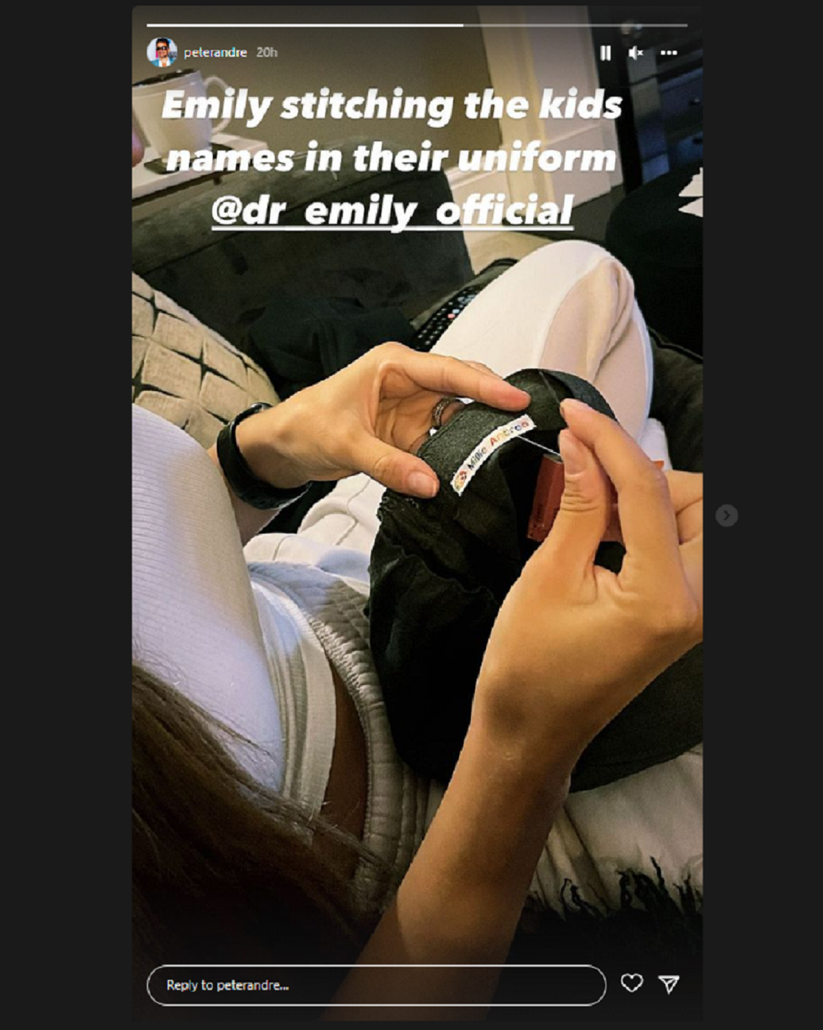 Peter Andre and his wife on Instagram Stories