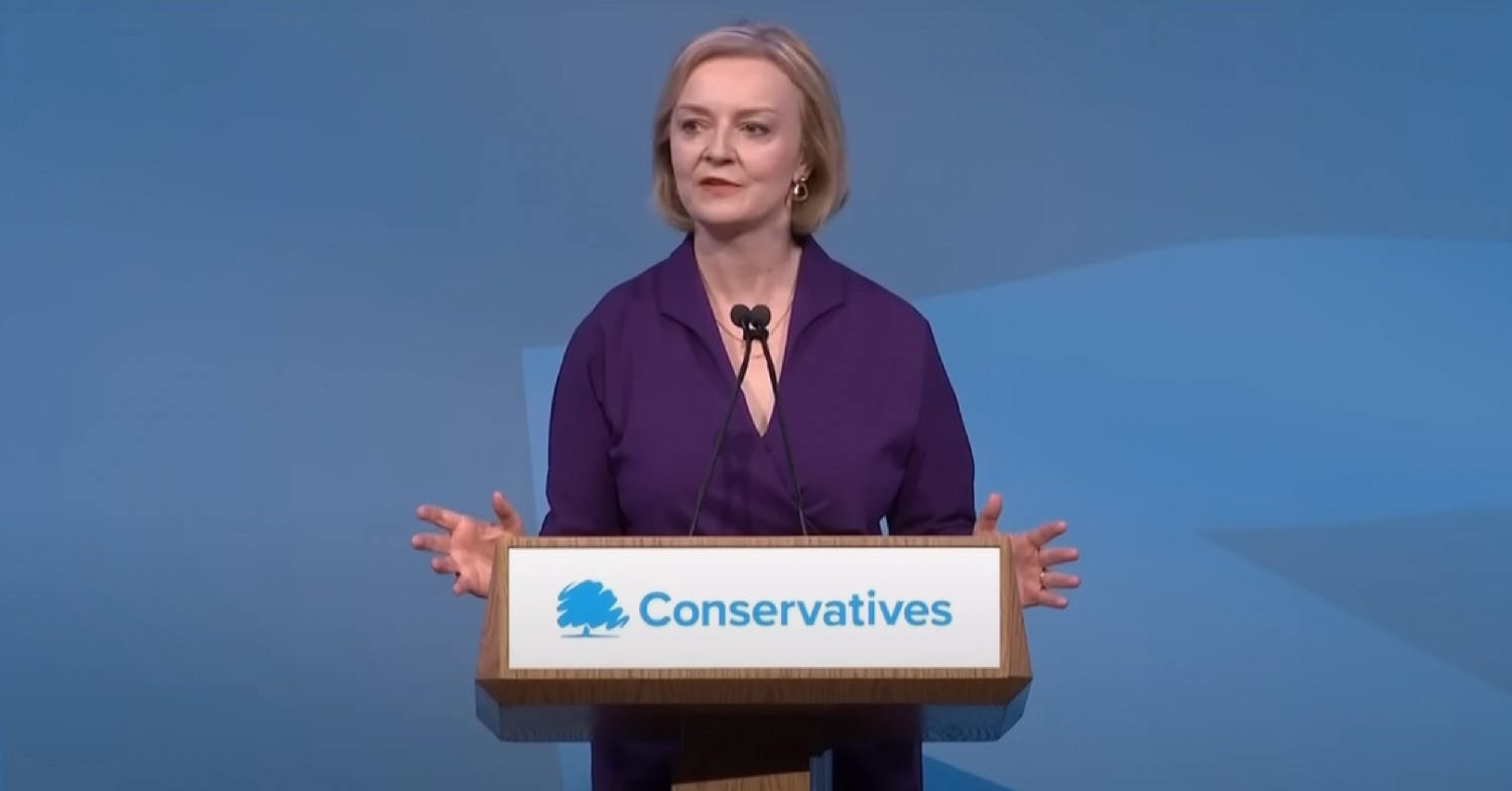 Next Prime Minister Liz Truss doing a speech