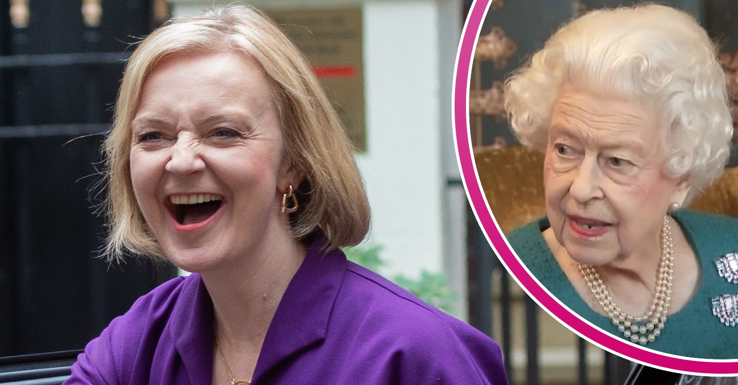 Next Prime Minister Liz Truss laughing, the Queen