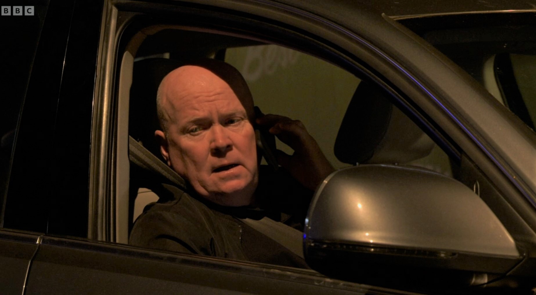 EastEnders Phil Mitchell in the car on the phone - to Grant?