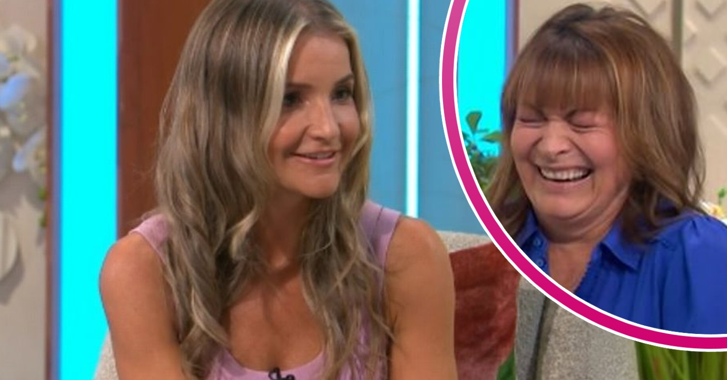 Lorraine Kelly on Lorraine today laughing