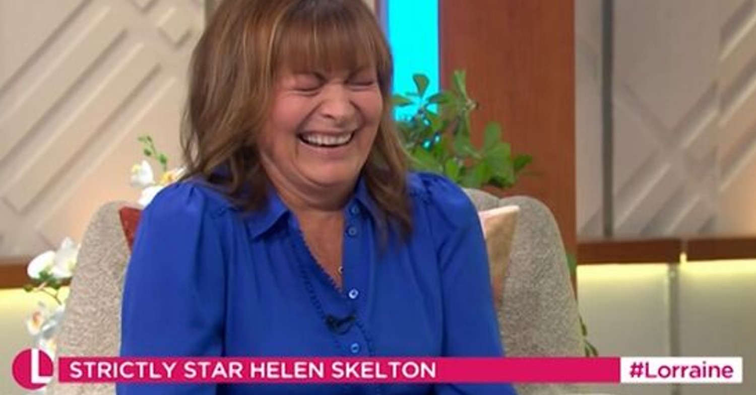 Lorraine Kelly on Lorraine today laughing