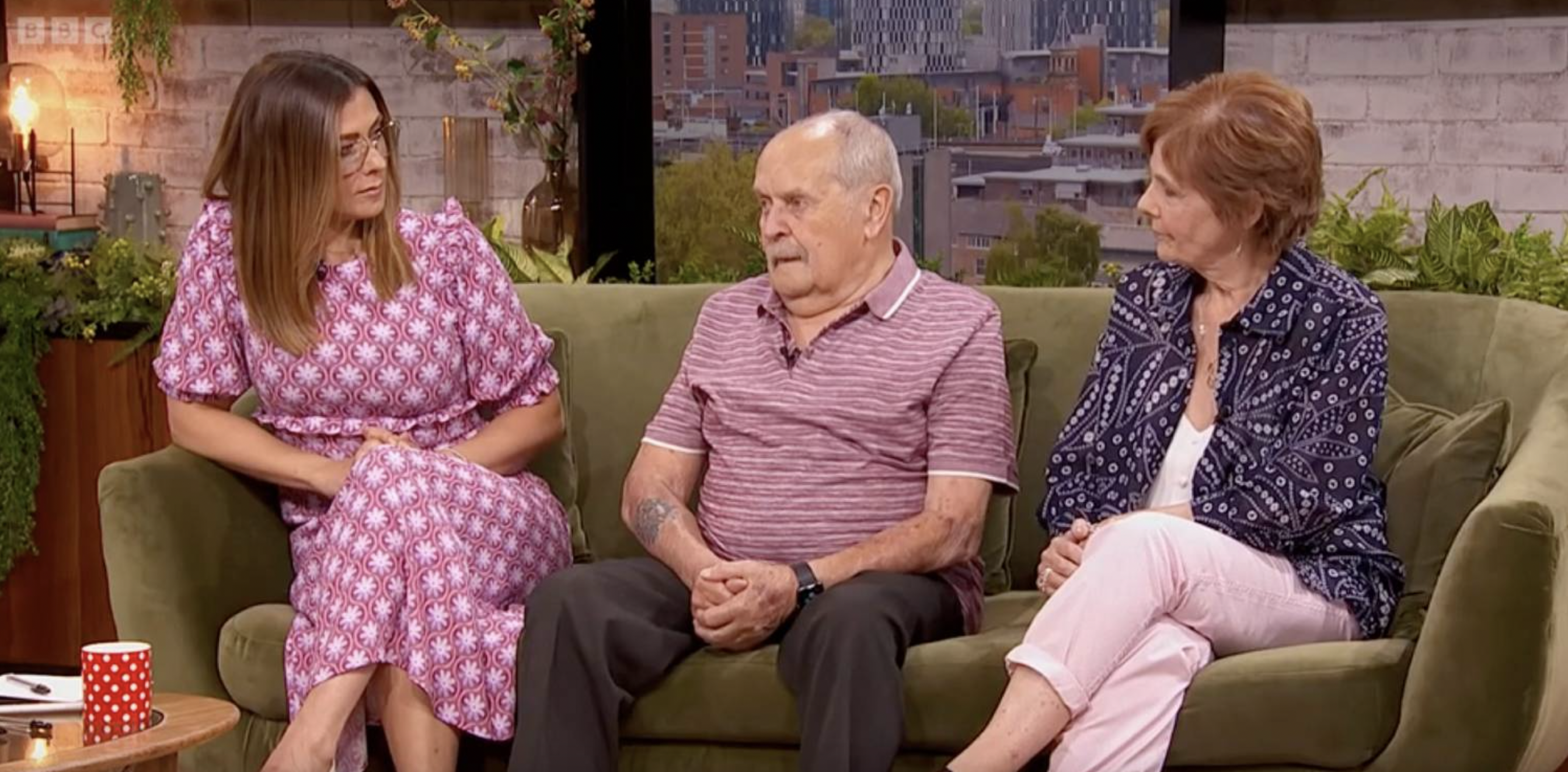 Kym Marsh sits on Morning Live sofa with her dad Dave