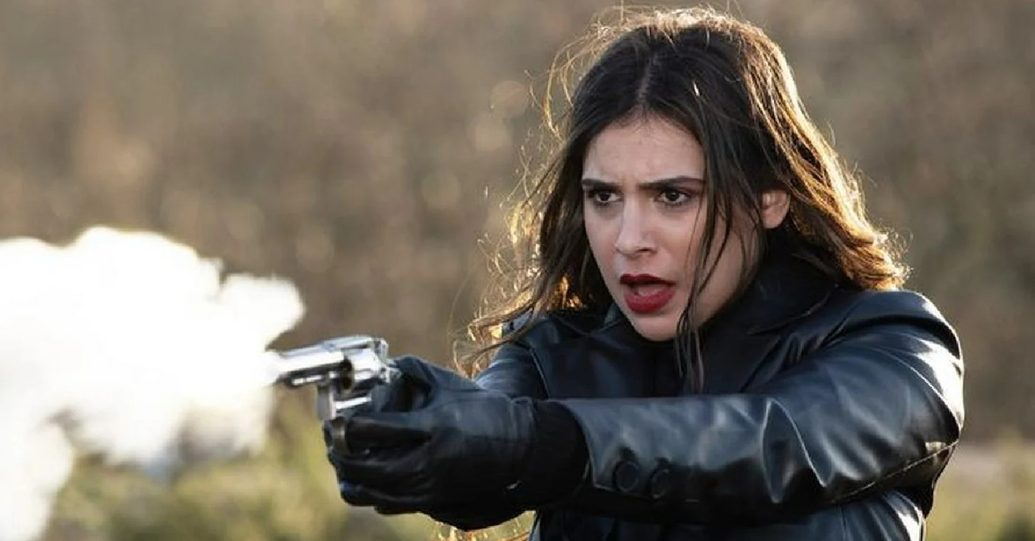 Emmerdale Meena with gun