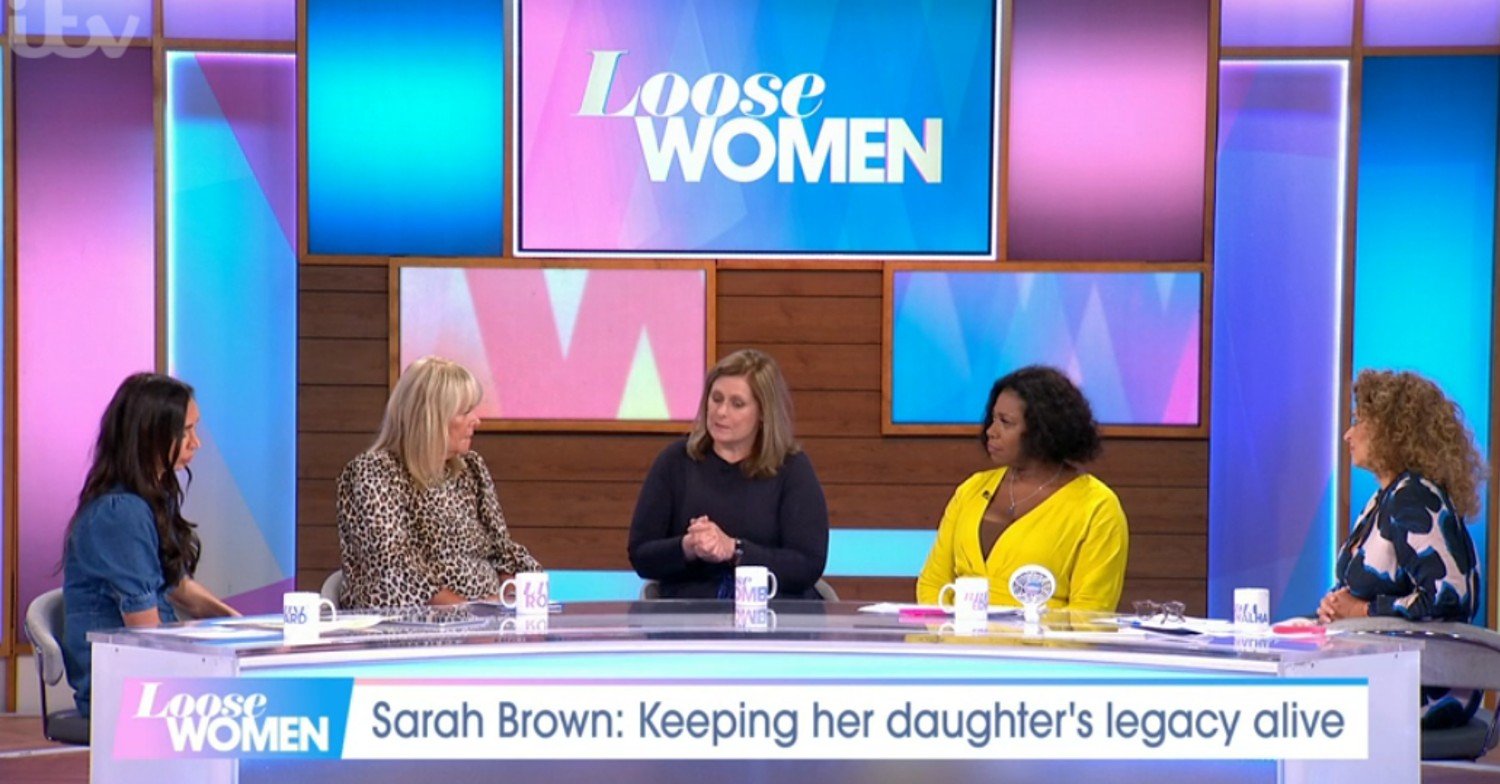 Sarah Brown speaking to Brenda Edwards and Loose Women stars today