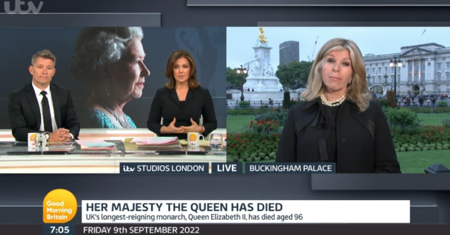 Kate Garraway speaks outside Buckingham Palace on GMB after Queen news