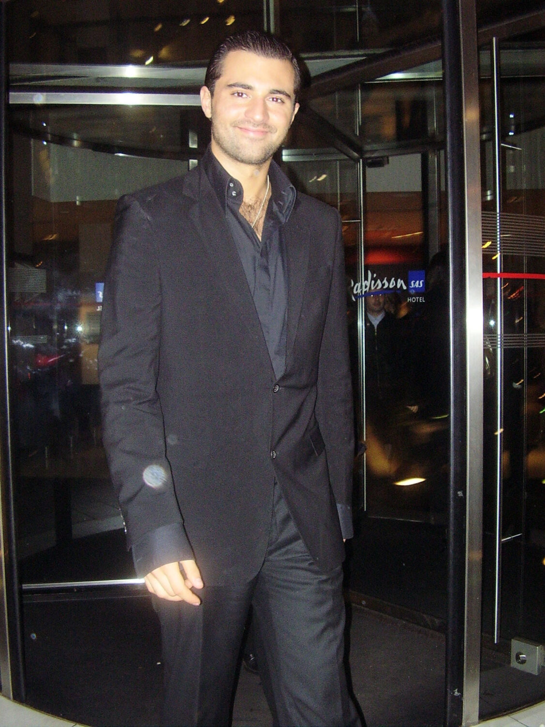 Darius Campbell Danesh smiling on a night out