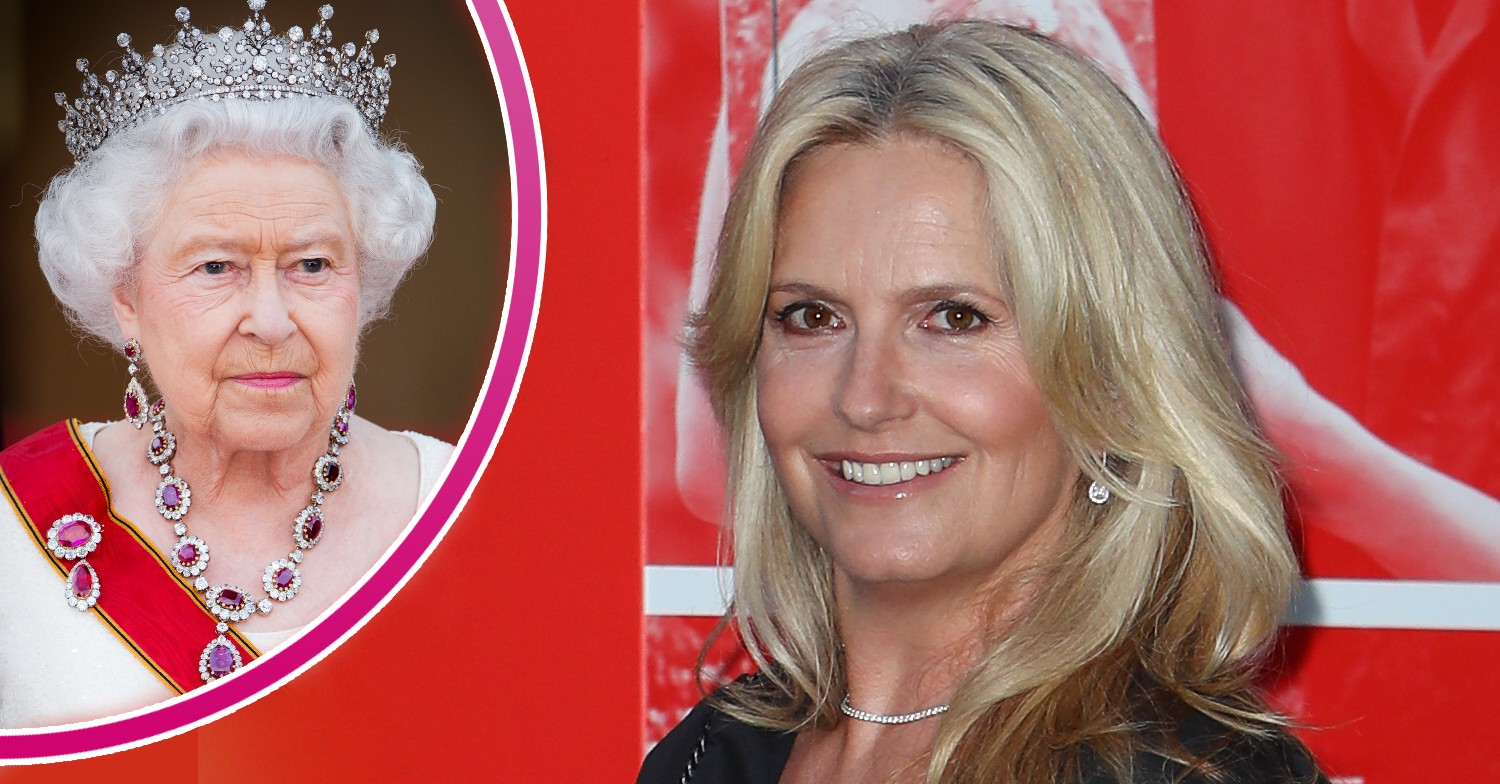 The Queen during royal engagement and Penny Lancaster smiling