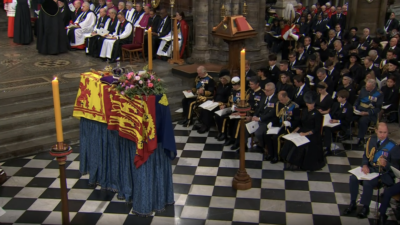 King Charles with royals at Queen's funeral service