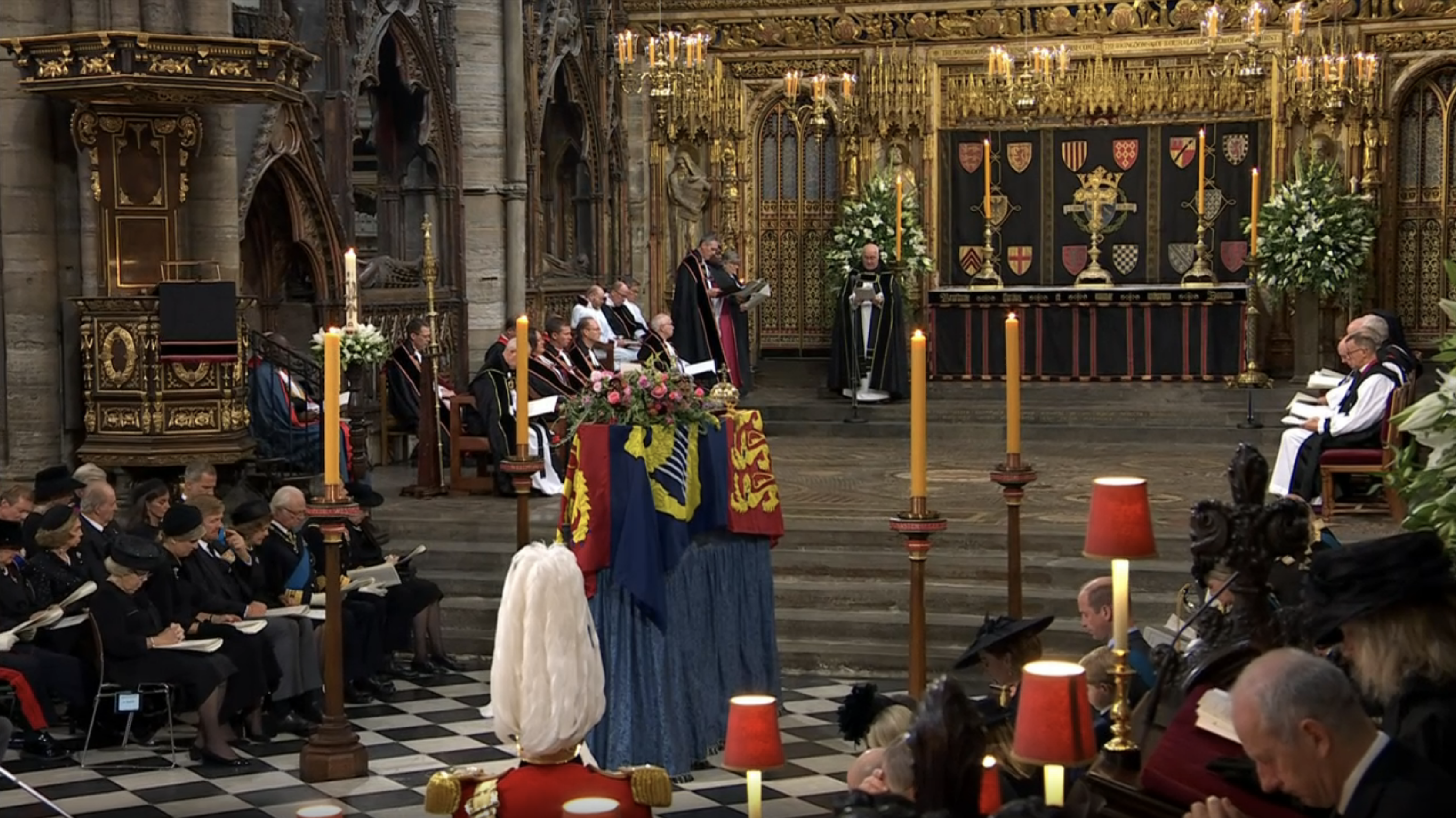 The Queen's coffin at Westminster Abbey