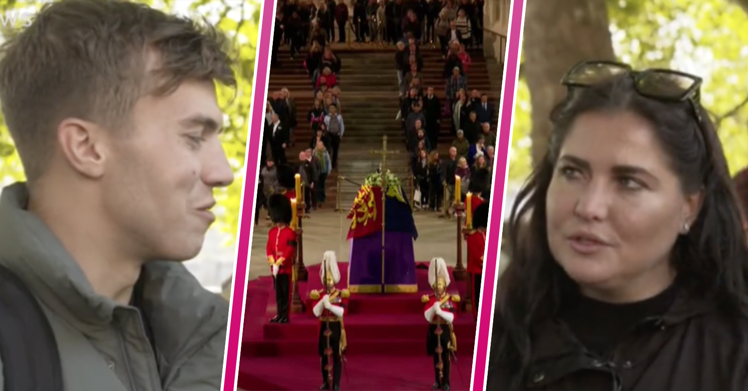 Jack and Zoe in the queue for the lying in state