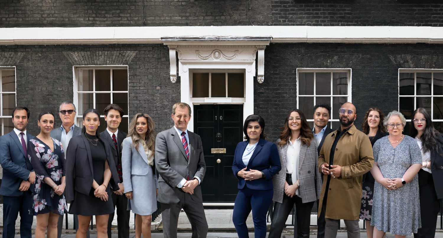 Alastair Campbell, Sayeeda Warsi with the 12 candidates for Make Me Prime Minister