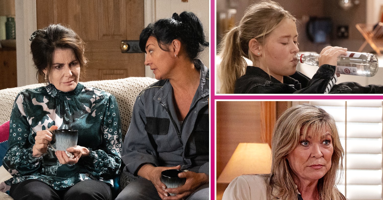 Emmerdale Faith Moira, Liv drinking and Kim