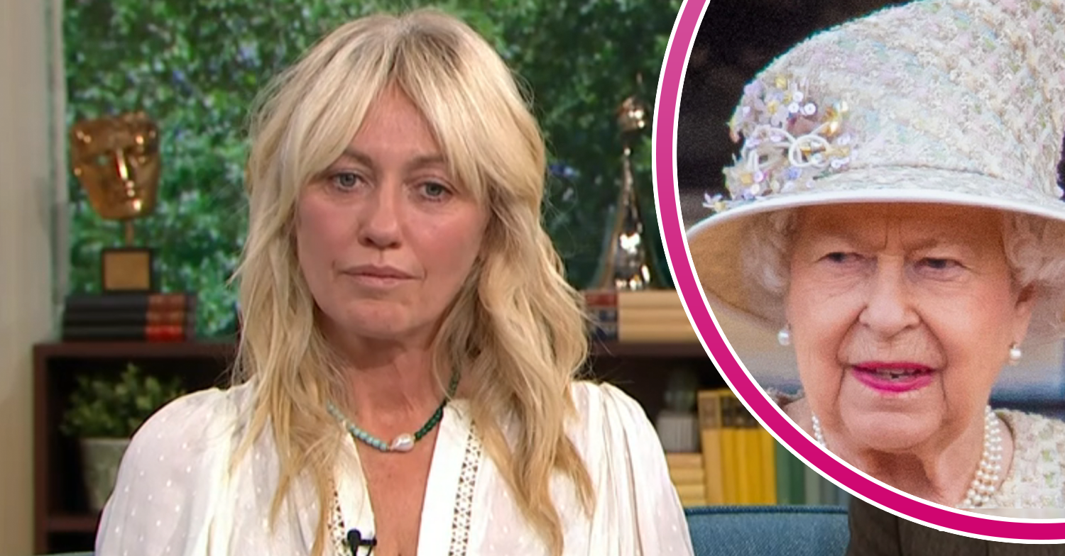 Clodagh McKenna being interviewed and inset of the Queen