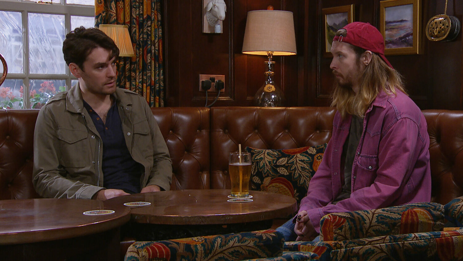 Emmerdale Mack and Ryan having a difficult conversation in The Woolpack