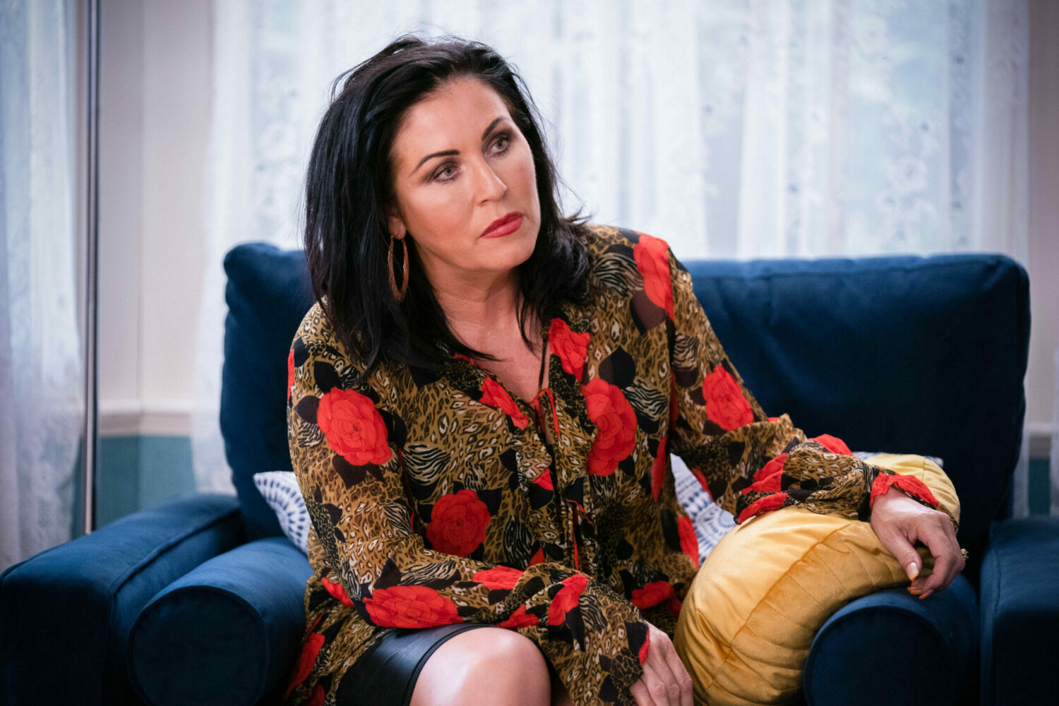 Kat Slater in EastEnders looks concerned