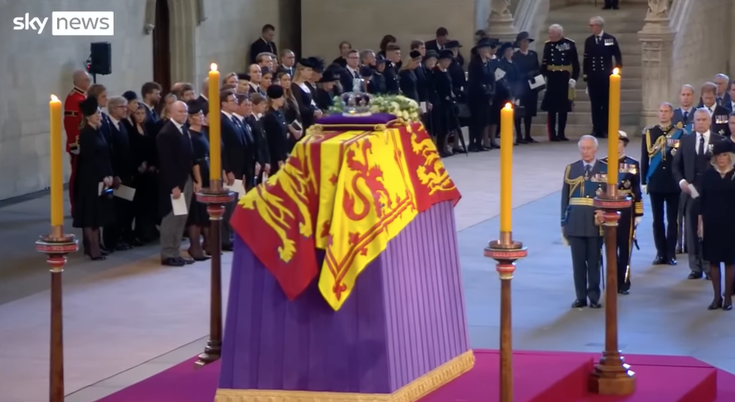 The Queen's coffin lying in state