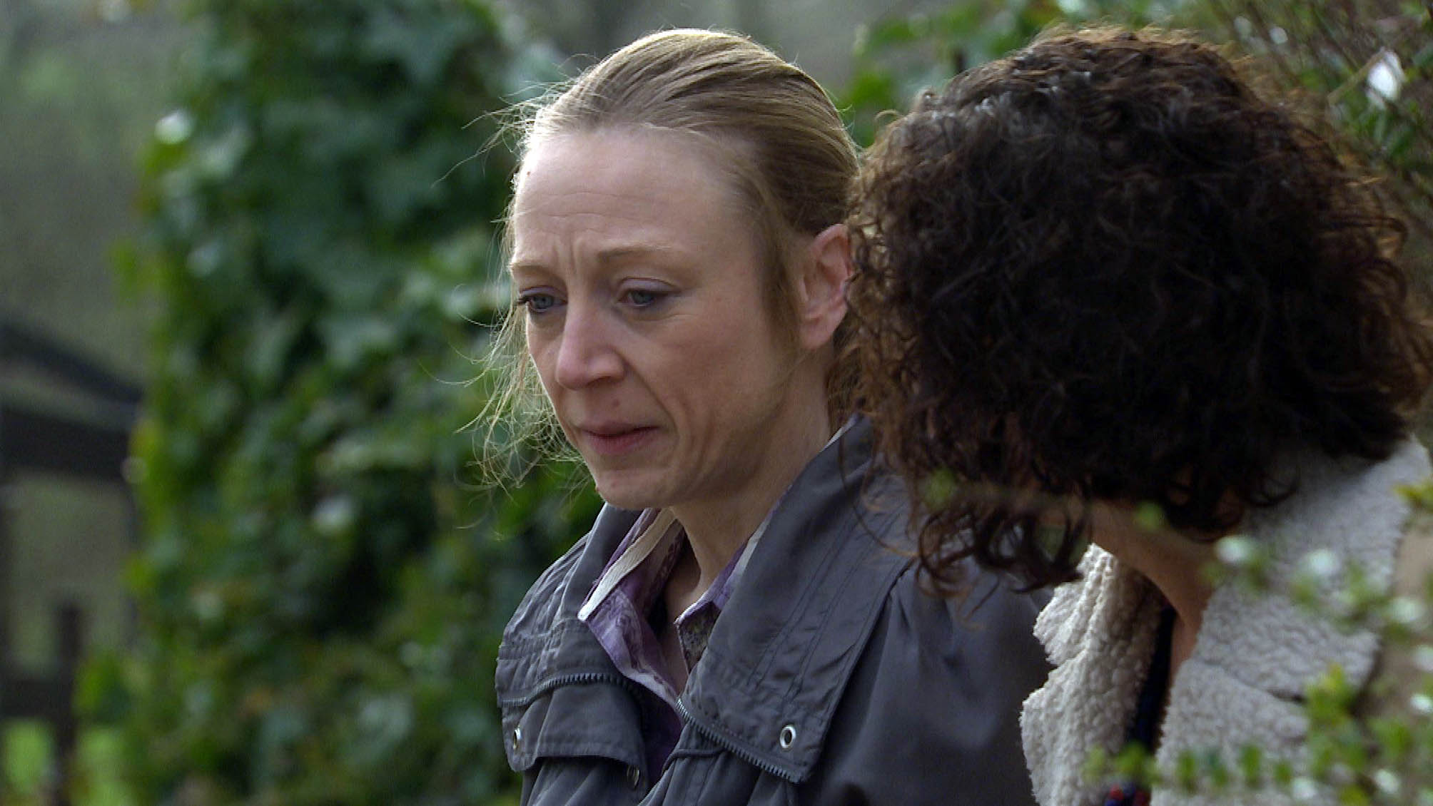 Kelli Hollis as Ali Spencer looks sad in Emmerdale
