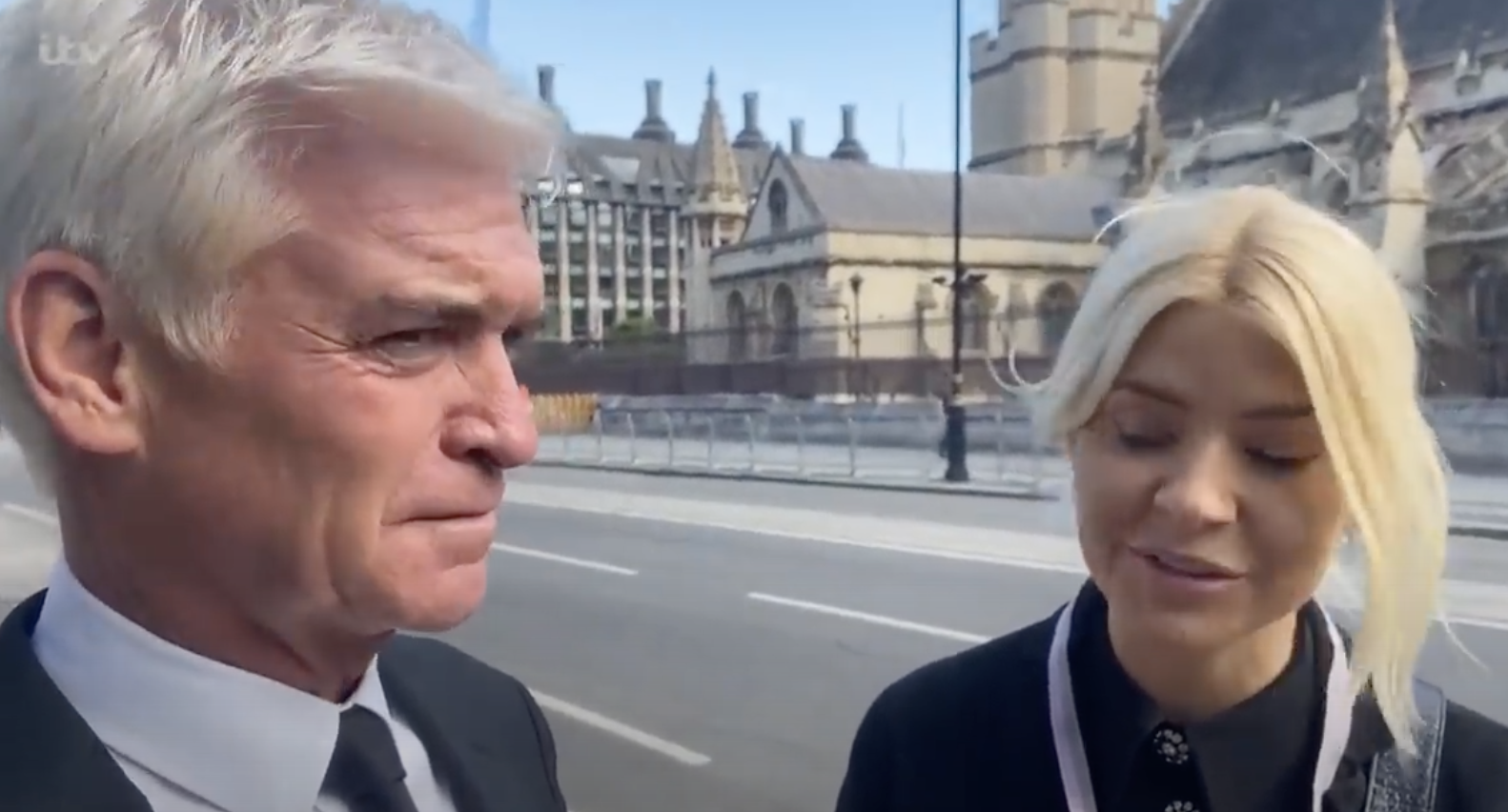 Holly Willoughby and Philip Schofield outside Westminster Hall