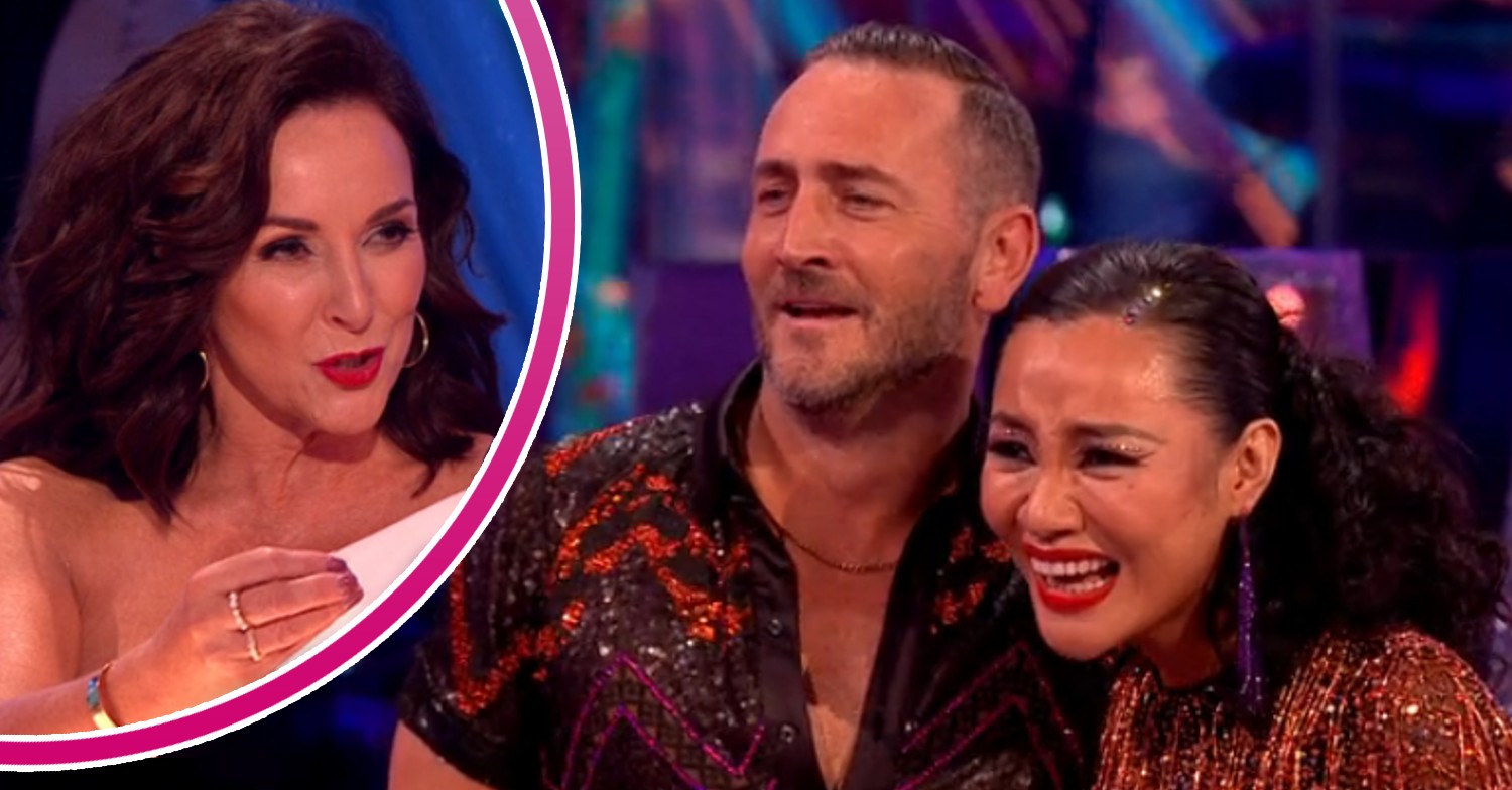 Shirley Ballas speaking to Will Mellor and Nancy Xu on Strictly