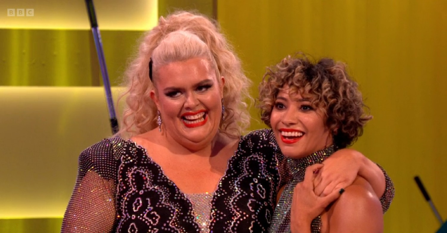 Jayde Adams and Karen Hauer smiling on Strictly