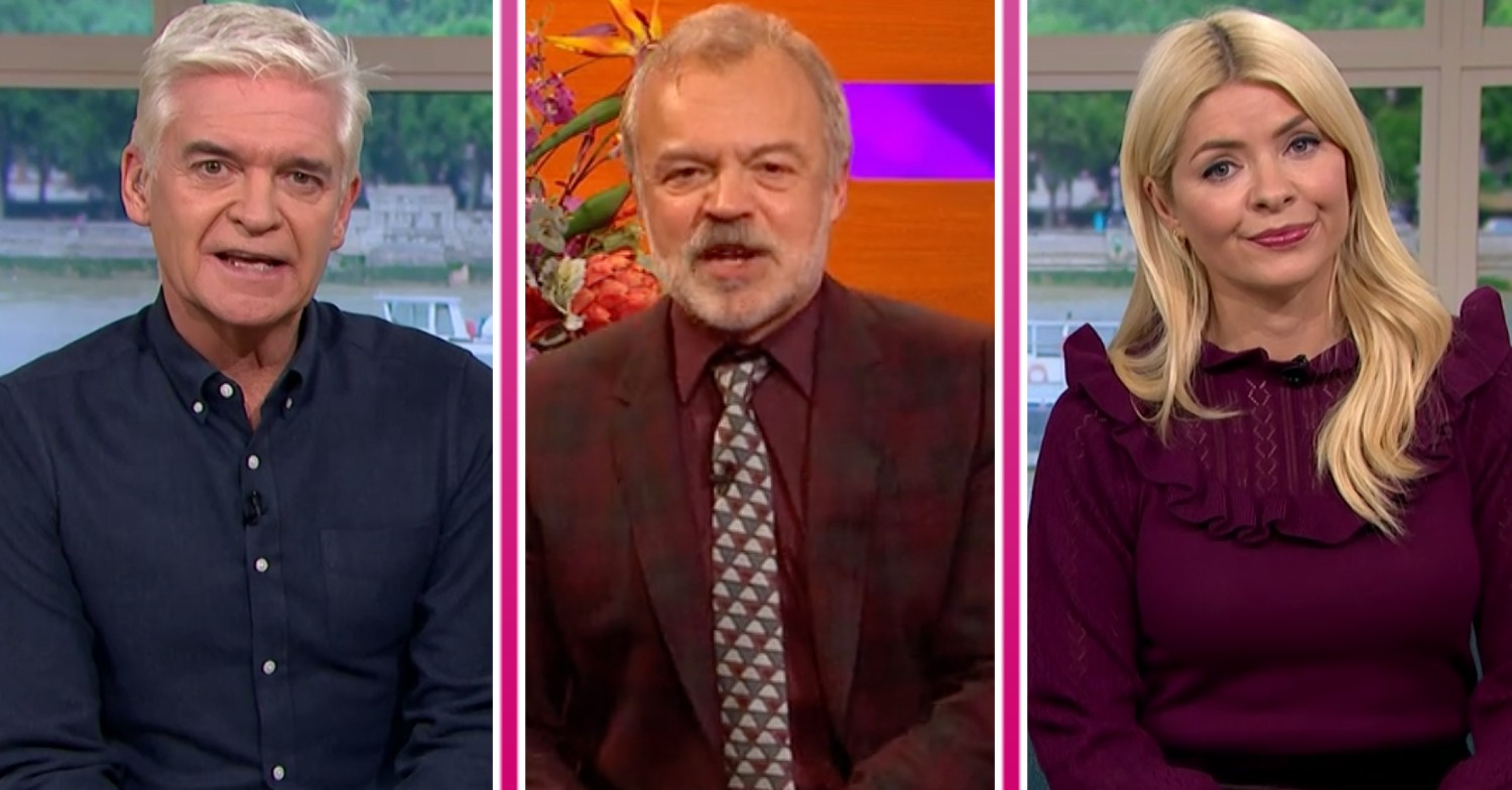 Phil and Holly look concerned, Graham Norton speaks to camera