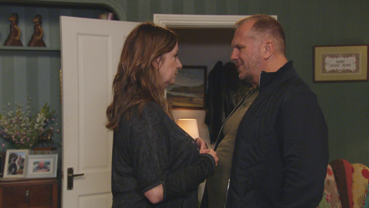 Emmerdale Harriet and Will looking to each other's eyes