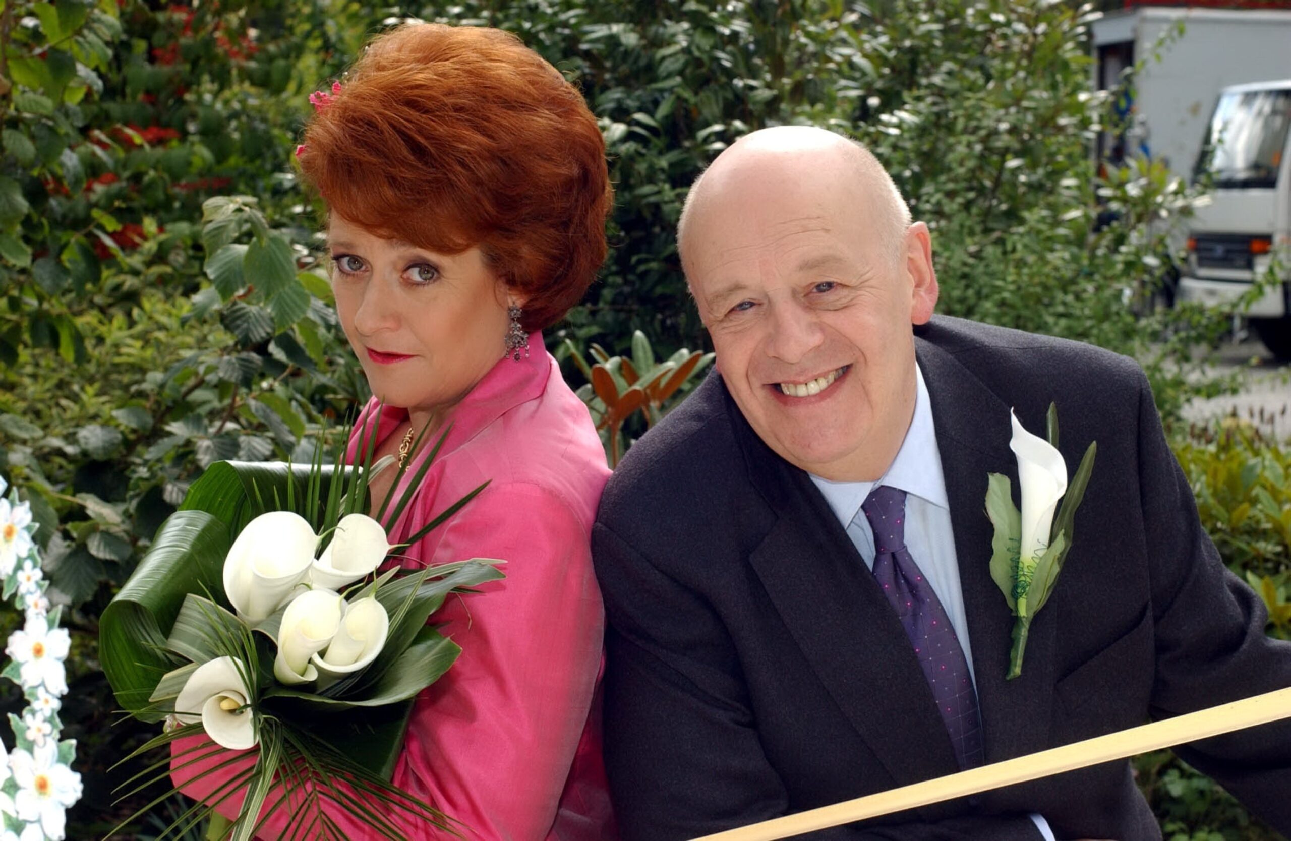 Eve and Fred Ellliott on their wedding day in Coronation Street