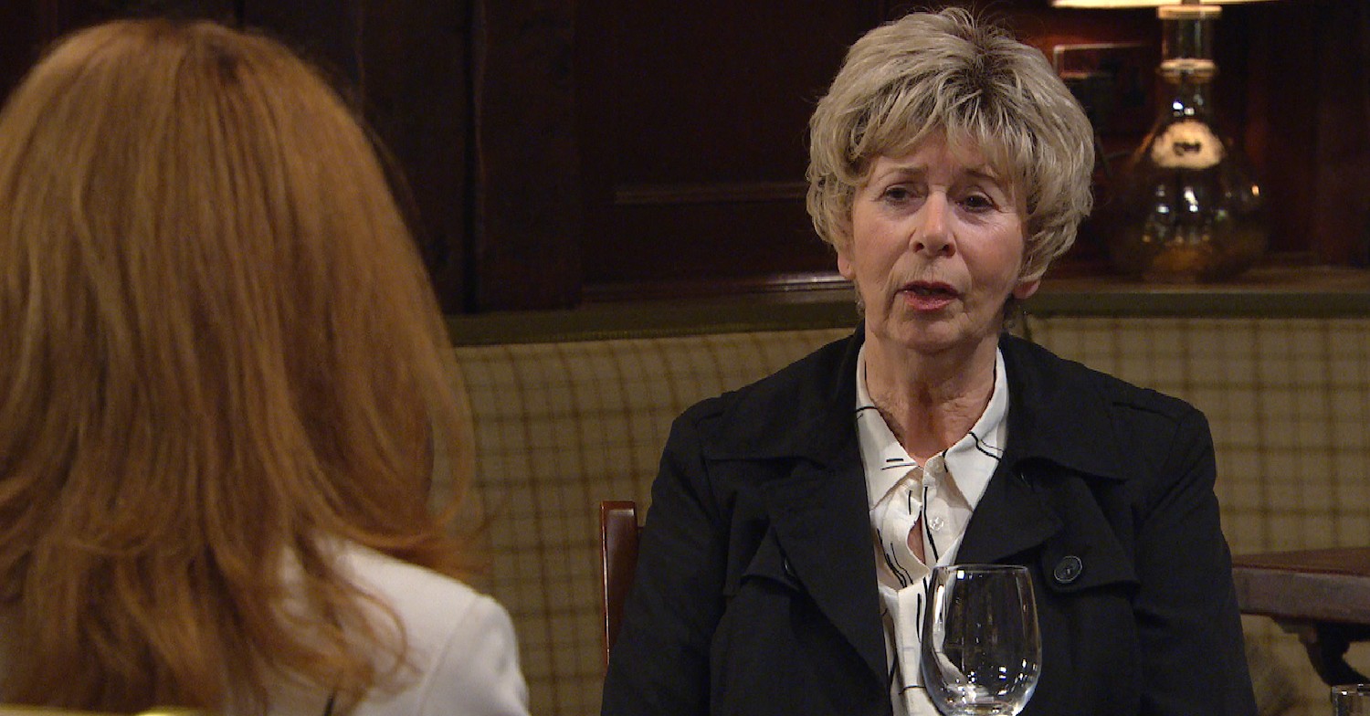 Emmerdale Diane Sugden looks tired as she talks to Bernice