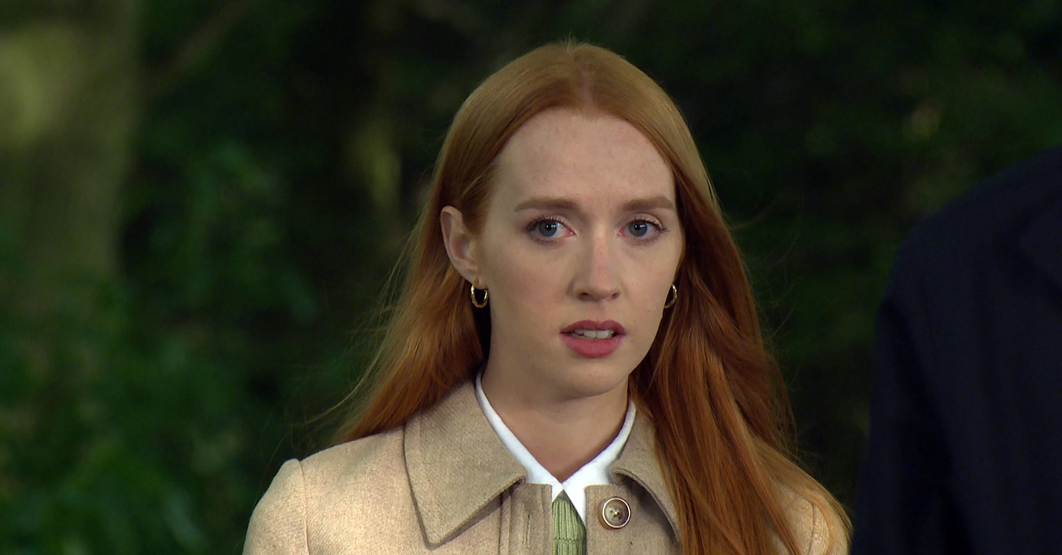 Chloe looking upset in Emmerdale