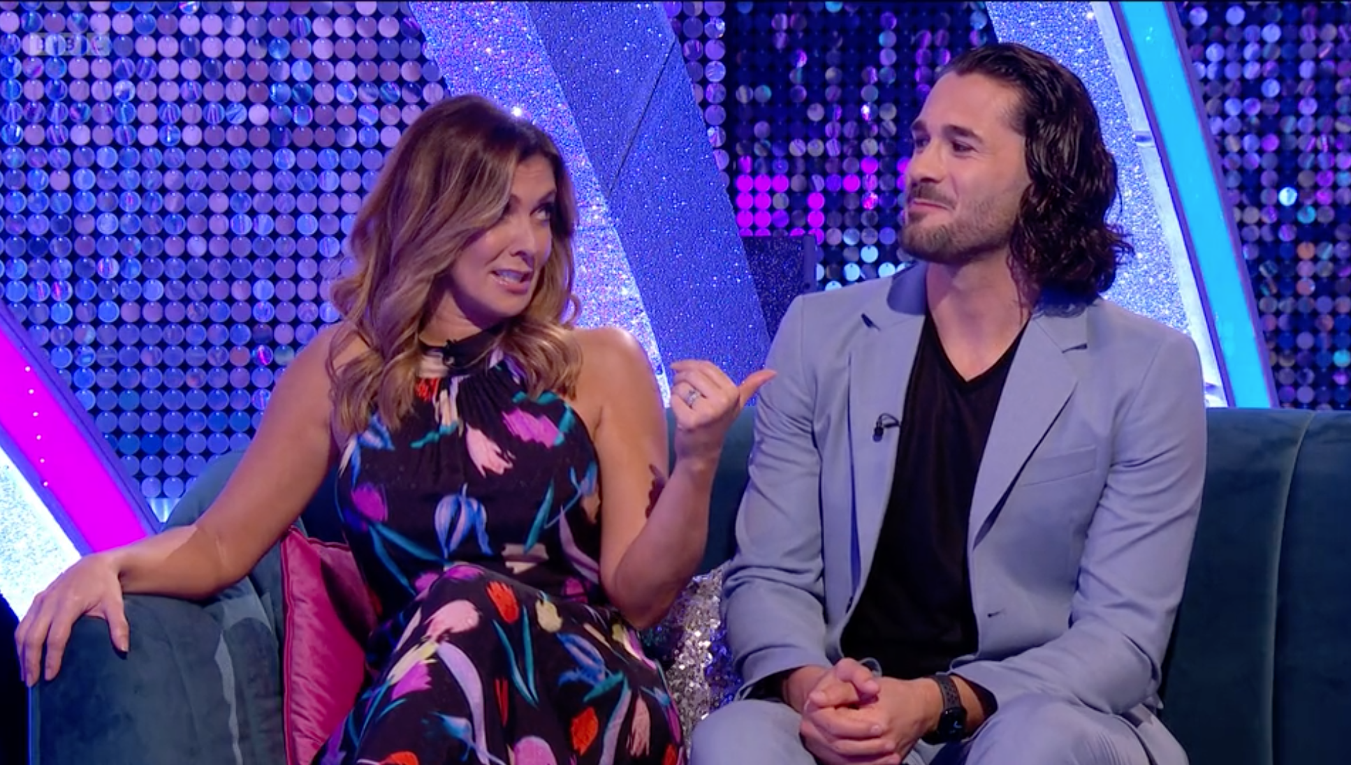 Kym Marsh sitting with Strictly partner Graziano Di Prima